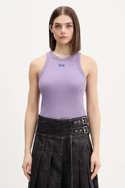 HUGO Blue top dámský bavlněný s elastanem Easy Tank_B