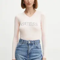 Svetr Guess HOLLY dámský, růžová barva, lehký, W5RR38 Z2NQ2
