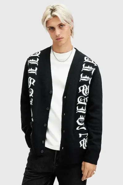 Svetr s příměsí vlny AllSaints SCRIPTURE černá barva, M065KB