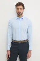 Bavlněná košile Tommy Hilfiger modrá barva, slim, s klasickým límcem, MW0MW38137