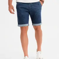 Ombre Men's denim shorts with rolled up leg - dark blue
