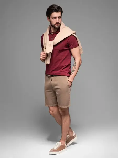 Ombre RELAXED FIT men's athleisure style short sweat shorts - light brown