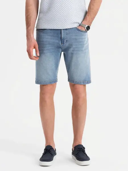Ombre Denim men's shorts with a classic cut - light blue