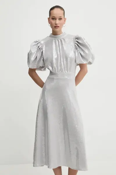 Šaty Rotate šedá barva, midi, 113871039