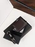 Ombre Gift set of men's brown leather accessories - wallet and key ring
