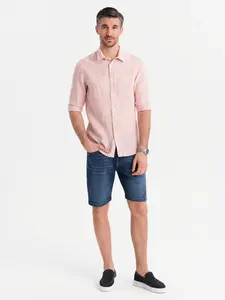 Ombre Men's denim shorts with classic cut - dark blue
