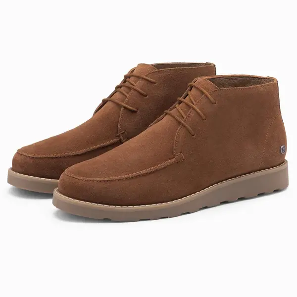 Ombre Men's suede ankle boots with thick sole - brown