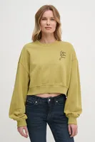 Bavlněná mikina Calvin Klein Jeans dámská, zelená barva, s potiskem, J20J224743