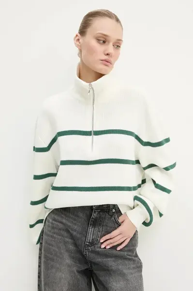 Svetr Hollister Co. dámský, bílá barva, s golfem, KI350-4256