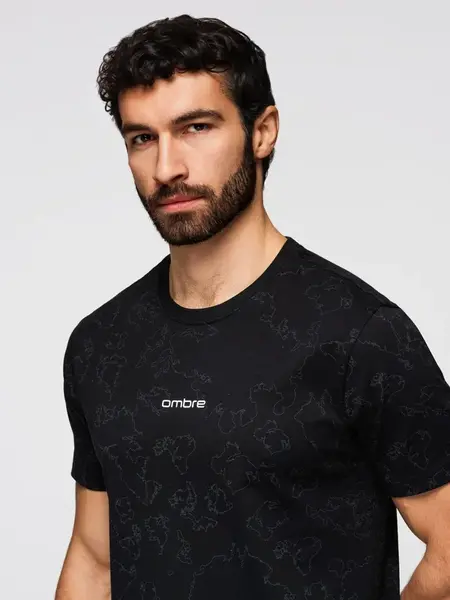 Ombre Men's cotton t-shirt with double printed logo - white