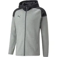 Puma TEAMCUP CASUALS HOODED Pánská tréninková mikina, tmavě šedá, velikost