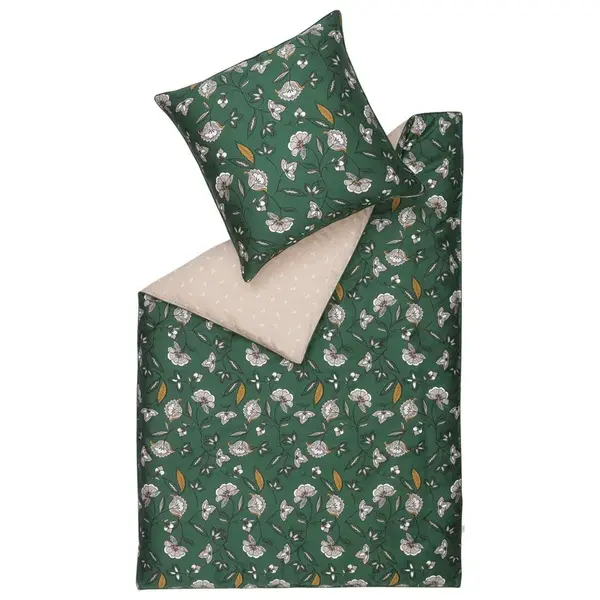 Esprit OBOUSTRANNÉ POVLEČENÍ, satén, zelená, přírodní barvy, béžová, 155/220 cm