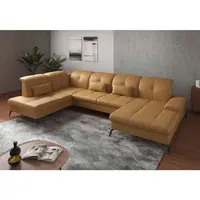 Sit & More SEDACÍ SOUPRAVA, textil, kůže, curry žlutá