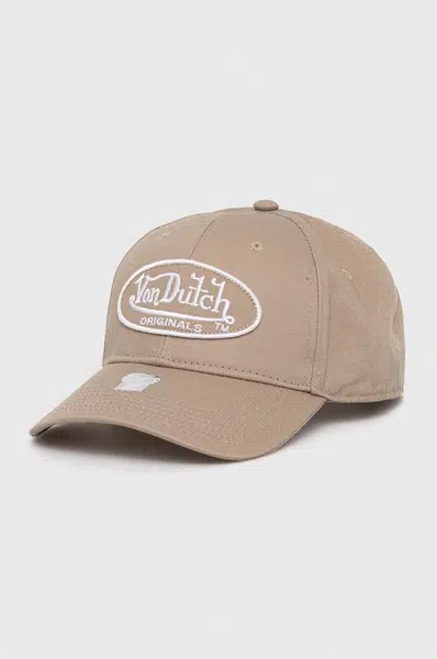 Bavlněná baseballová čepice Von Dutch béžová barva, s aplikací