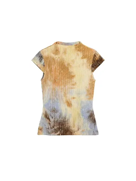 Desigual Tričko  modrá / hnedá / žltá