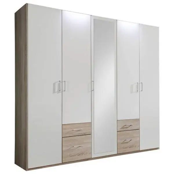 MID.YOU ŠATNÍ SKŘÍŇ SE ZRCADLEM, bílá, barvy dubu, 225/210/58 cm