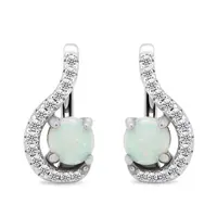 Brilio Silver Třpytivé stříbrné náušnice se zirkony a opály EA377W