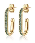 S'Agapõ Pozlacené oválné náušnice se zelenými krystaly Vibes SVB23