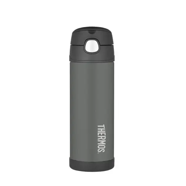 Thermos Dětská termoska s brčkem - černá 470 ml
