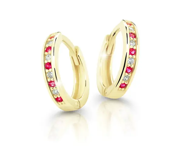 Cutie Jewellery Půvabné kruhové náušnice ze žlutého zlata C3342-80-X-1 červená