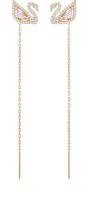 Swarovski Bronzové labutí náušnice 2v1 Dazzling Swan 5469990