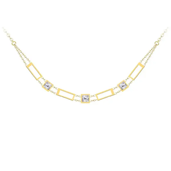 Preciosa Luxusní pozlacený náhrdelník Straight s čirým křišťálem Preciosa 7390Y00