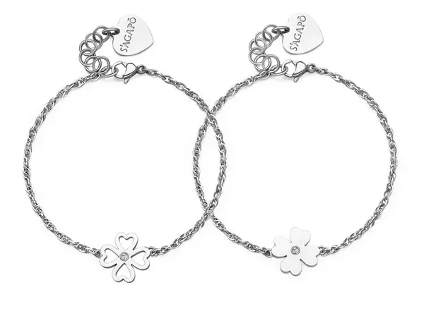 S'Agapõ Set ocelových náramků Čtyřlístek Me + You SEY25