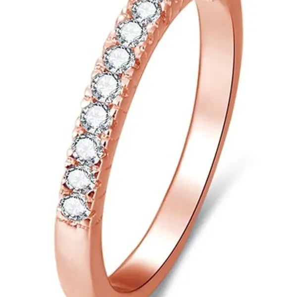 Beneto Růžově pozlacený stříbrný prsten s krystaly AGG188 52 mm