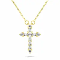 Brilio Silver Blyštivý pozlacený náhrdelník pro ženy Křížek NCL176Y