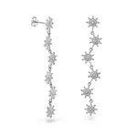 AGAIN Jewelry Dlouhé stříbrné náušnice Hvězdy se zirkony AJNS0052