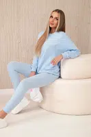 Set of cotton sweatshirt + leggings blue