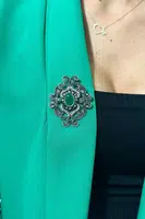 Brooch XZ459-107 silver + green