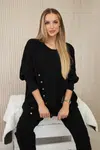 Włoski Oversize bavlnená súprava mikinové + nohavice čierny