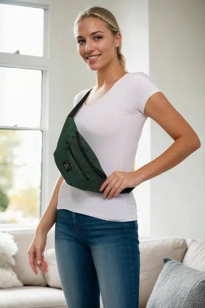 72422 Dewberry Unisex 2 Compartment Shoulder and Waist Bag-Khaki