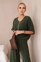 Dámský set halenka + kalhoty - khaki