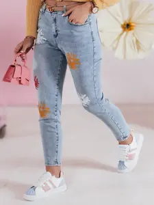 Dámské slim fit džíny s květinovým vzorem
