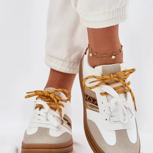 Boto Dámské Tenisky Na Platformě S Dvojitým Šněrováním Leopardí Bílé Niteria