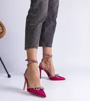 Gemre Pink glitter high heels with a bow and rhinestones Merkuri