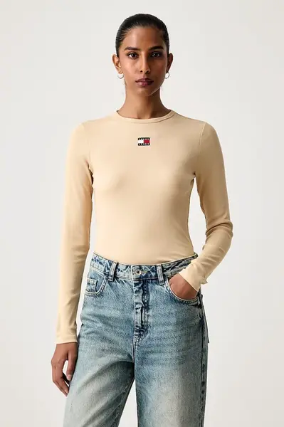 Tommy Jeans  tričko s dlouhým rukávem dámské bavlněné s elastanem