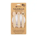 Petite&Mars Set 3 ks silikonových tréninkových lžiček Take&Match Desert Sand 6m+