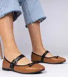 Gemre Brown women's ballet flats with a bow Mansy