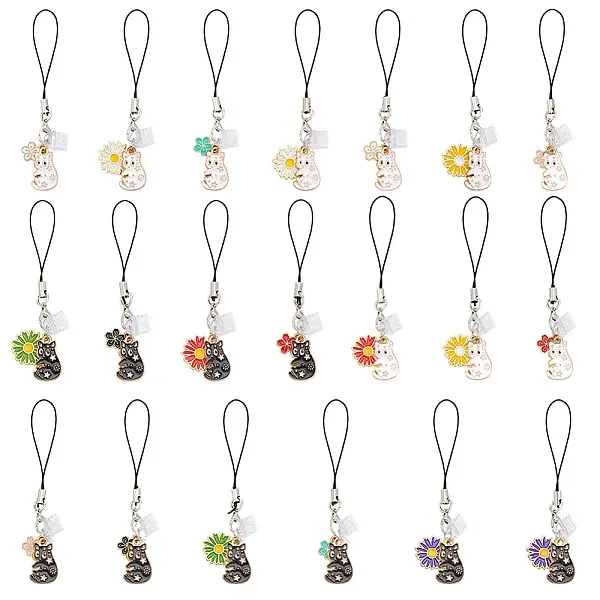 20Pcs Alloy Enamel Mobile Straps