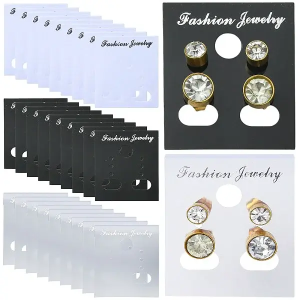 180Pcs 3 Styles Rectangle Plastic Earring Display Cards