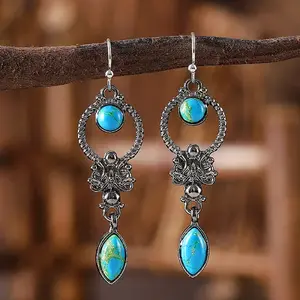 Alloy Synthetic Turquoise Dangle Earrings