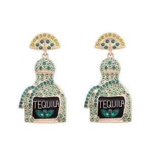Zinc Alloy Rhinestone Dangle Stud Earrings