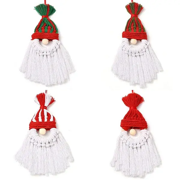 Christmas Handmade Woven Macrame Cotton Thread Santa Claus Pendant Decorations