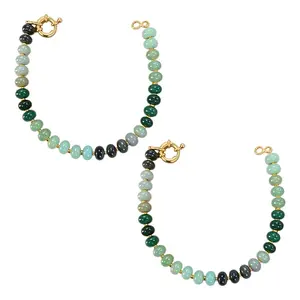 2Pcs Natural Mixed Gemstone Beads Stretch Bracelets