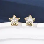 Brass Micro Pave Clear Cubic Zirconia Stud Earrings