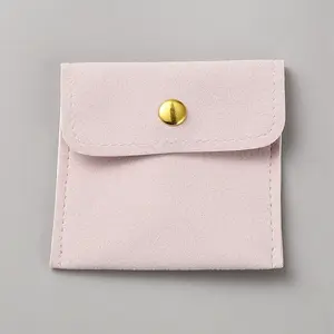 Square Microfiber Jewelry Packaging Bags with Snap Button