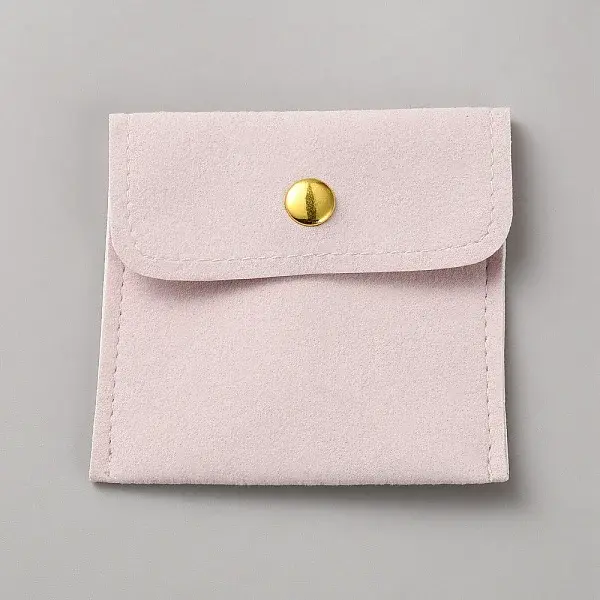 Square Microfiber Jewelry Packaging Bags with Snap Button